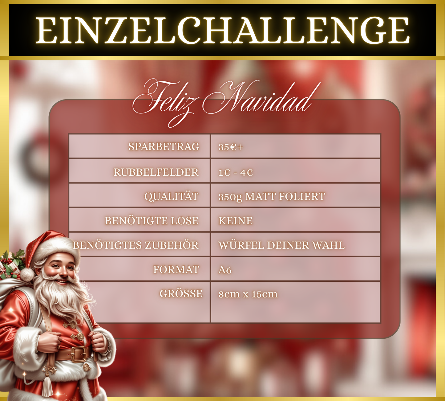 Feliz Navidad - Einzelchallenge (matt foliert)