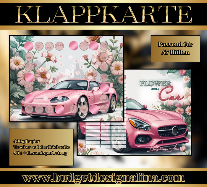 A7 Flower Car 2er Klappkarte