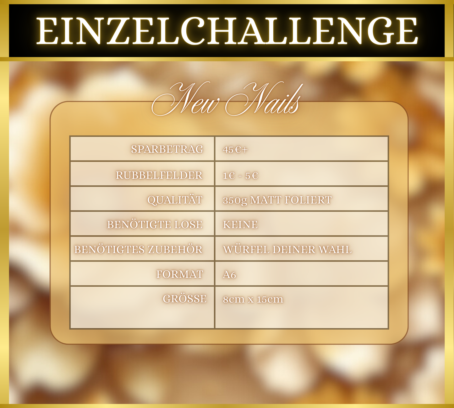 Golden luxury Car - Einzelchallenge (matt foliert)