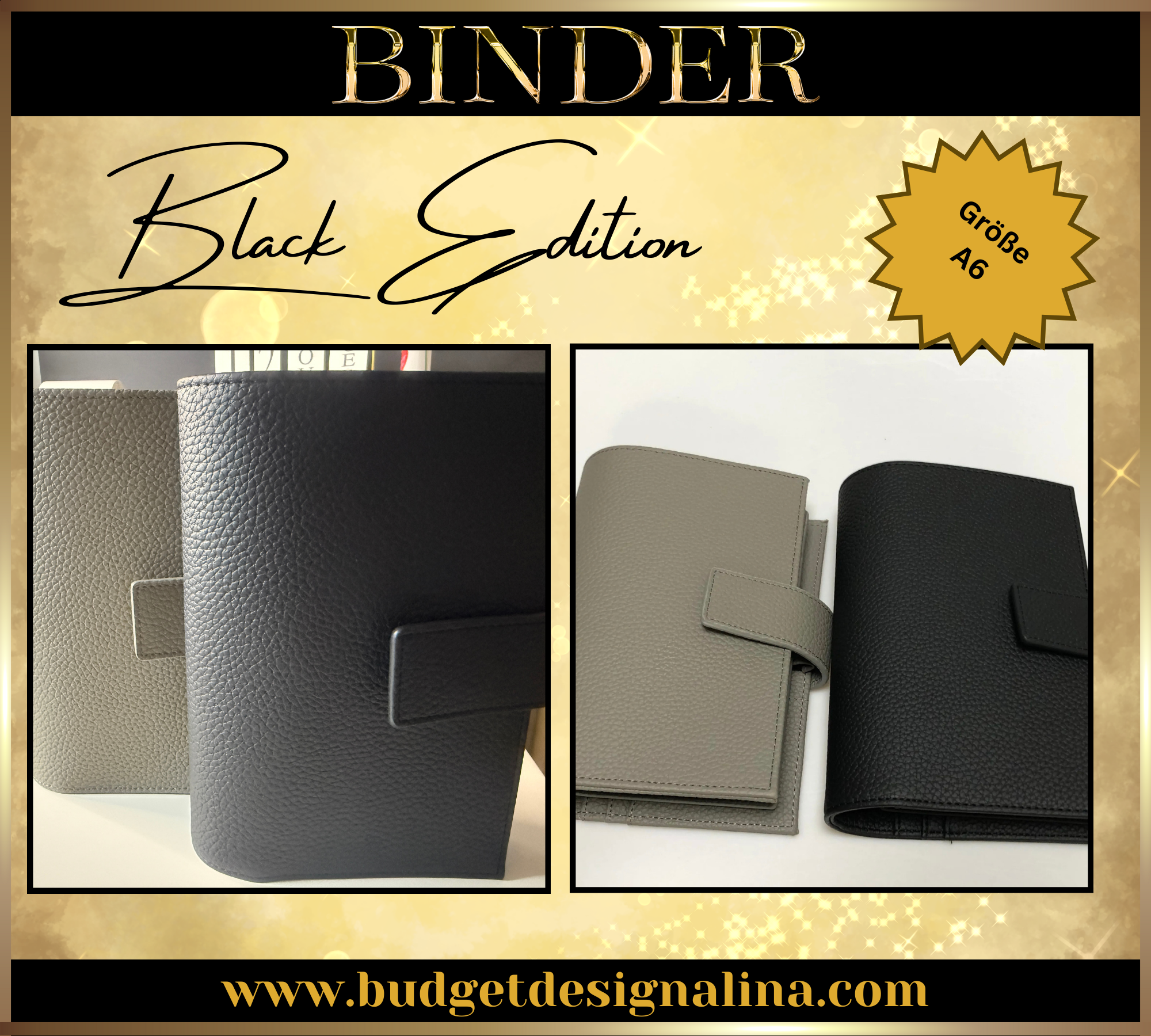 A6 Binder BLACK EDITION (grobe Struktur)