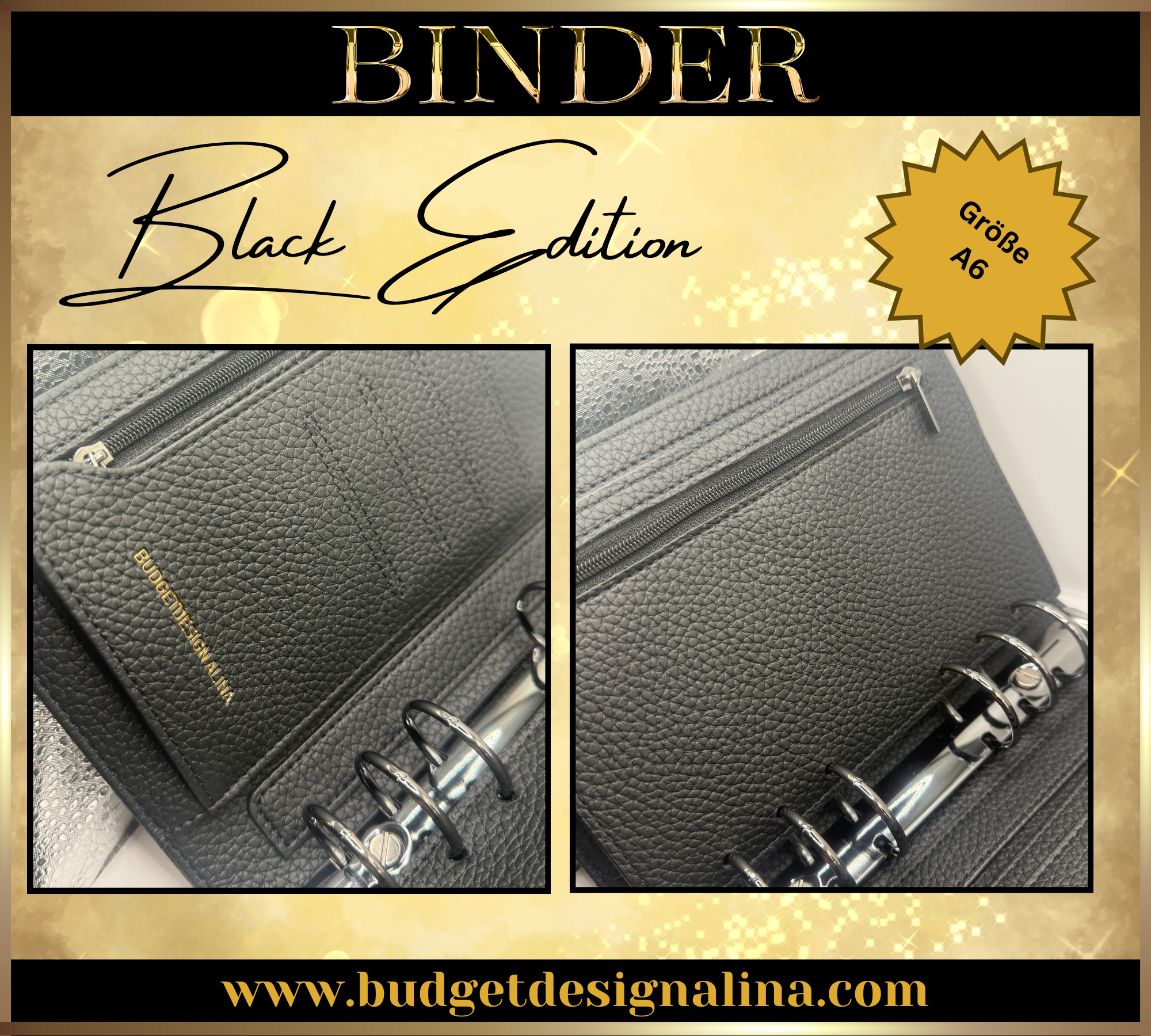 A6 Binder BLACK EDITION (grobe Struktur)