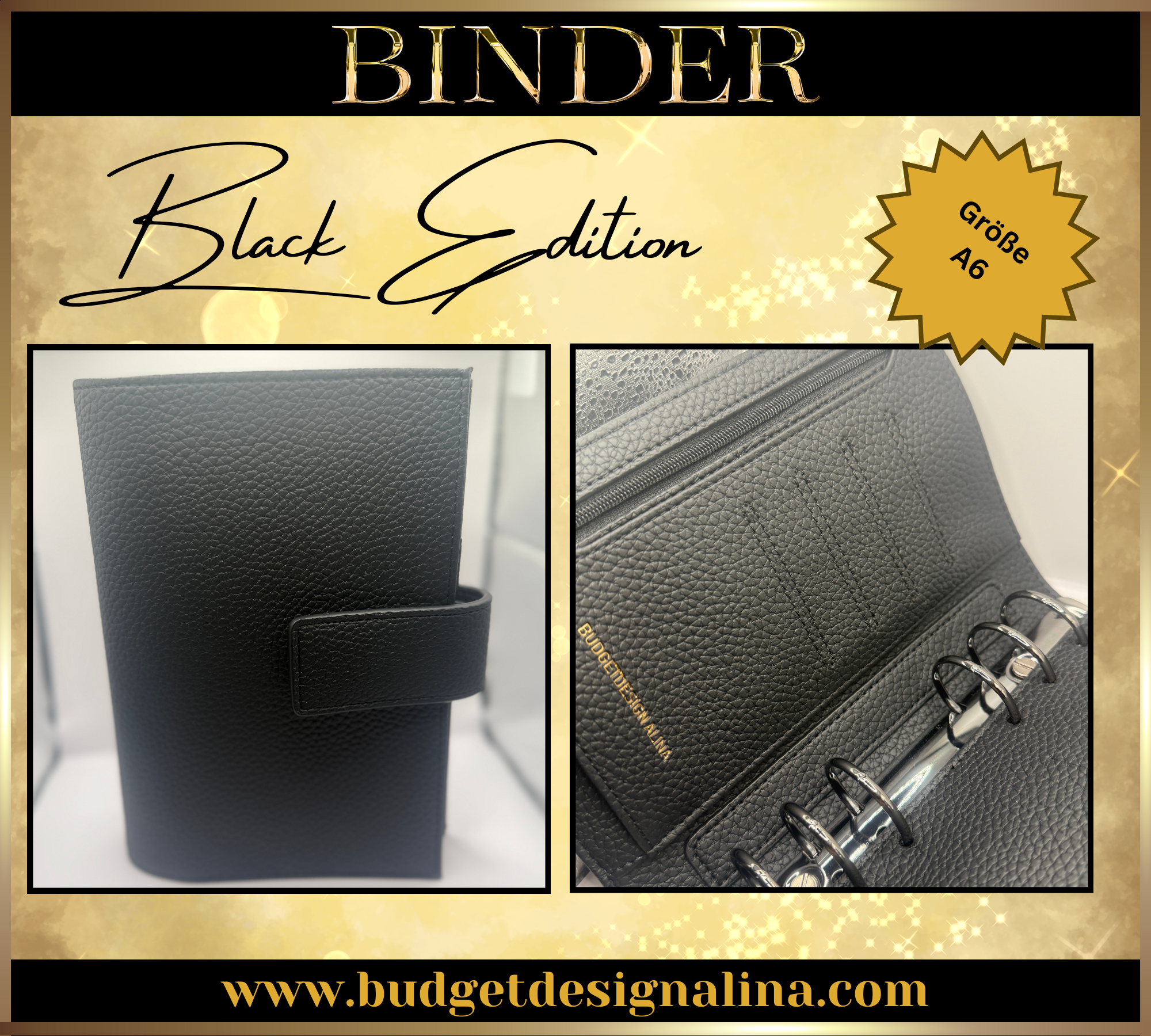 A6 Binder BLACK EDITION (grobe Struktur)