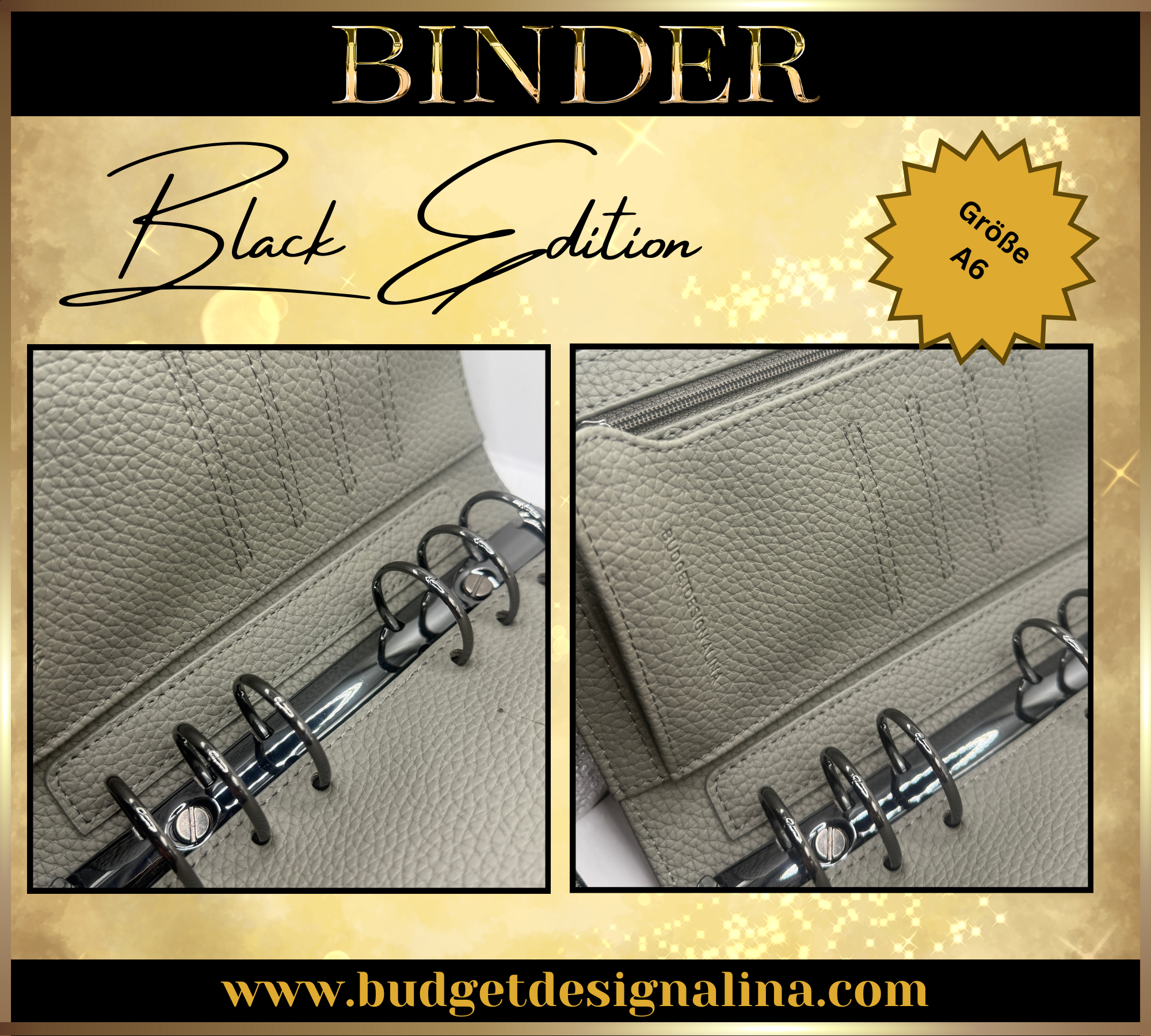 A6 Binder BLACK EDITION (grobe Struktur)