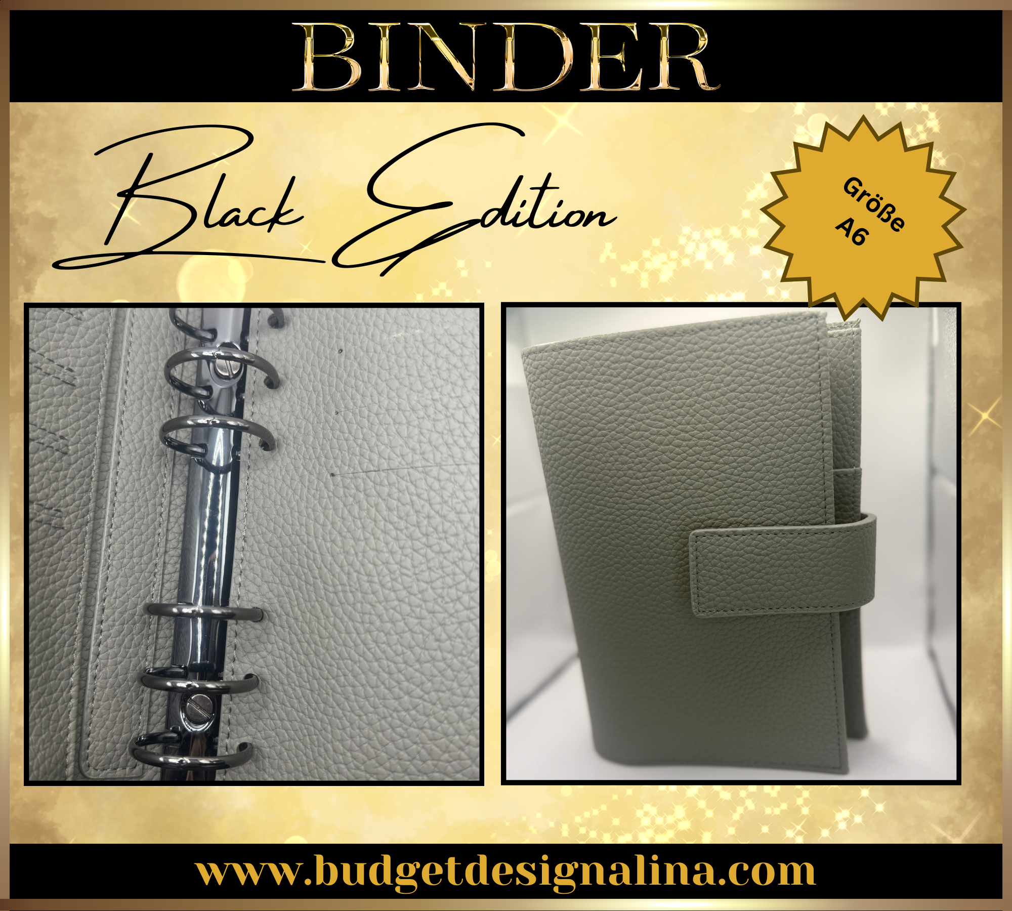 A6 Binder BLACK EDITION (grobe Struktur)
