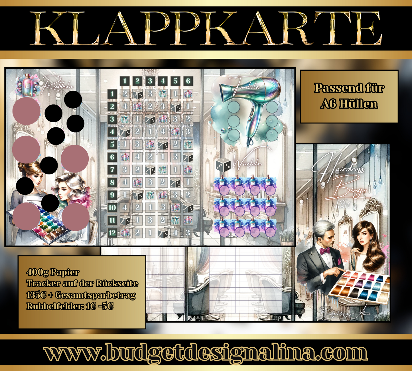 Hairdressbingo 3er Klappkarte (Friseurbingo)