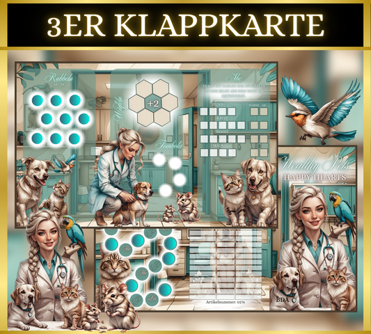 Healthy Pets, Happy Hearts 3er Klappkarte
