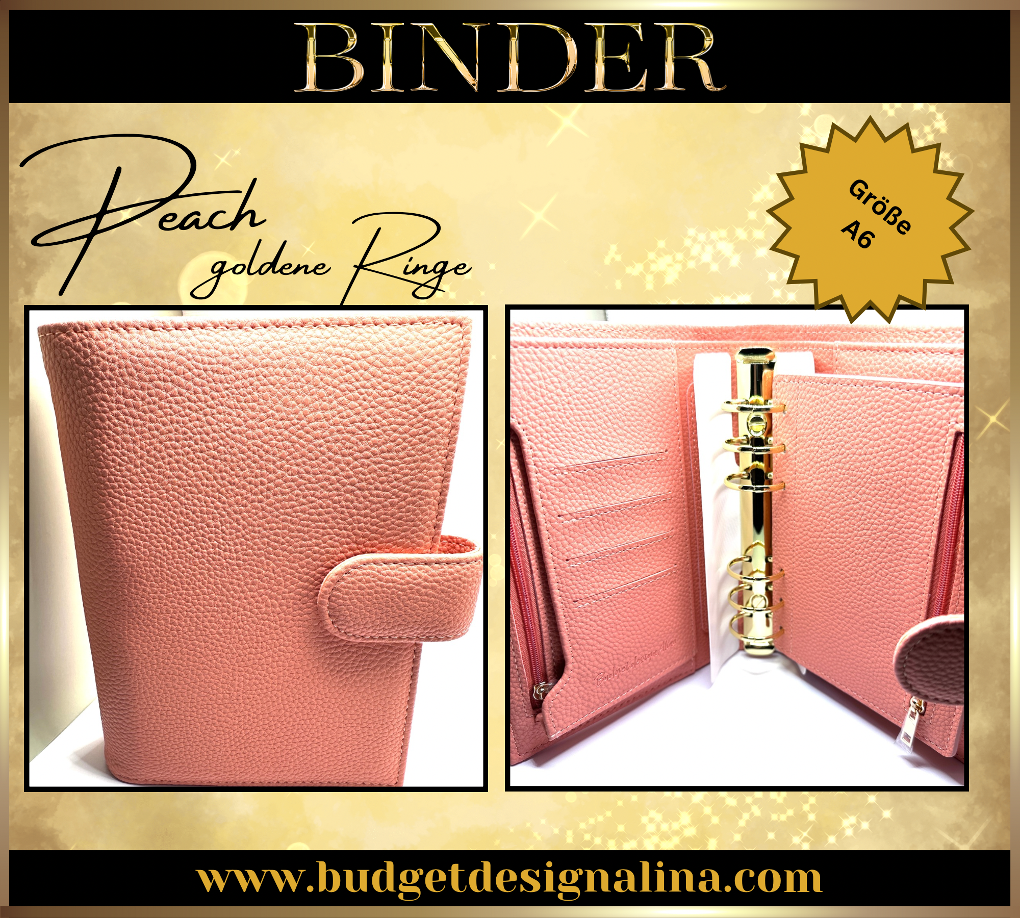 ABVERKAUF A6 Deluxe Binder mit Reißverschluss Flyleaf 3cm Ringe