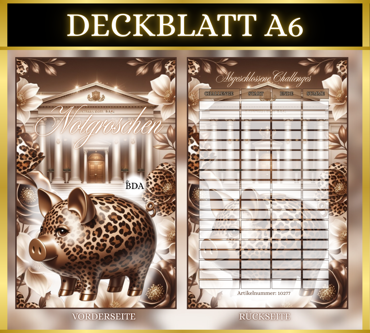 A6 Deckblatt MATT foliert - LEO Notgroschen