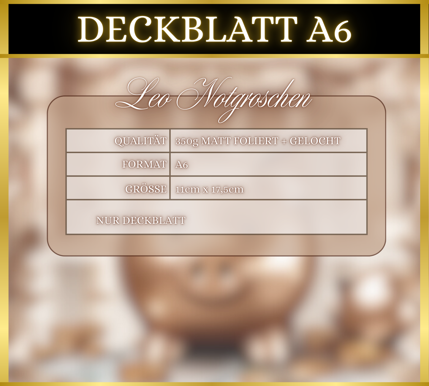 A6 Deckblatt MATT foliert - LEO Notgroschen