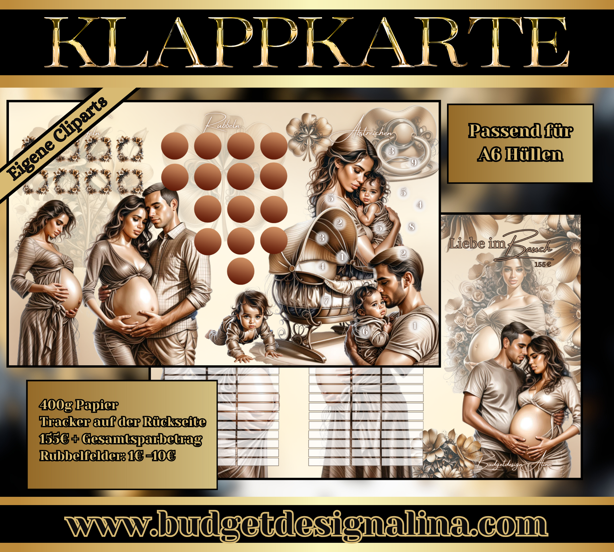 Liebe im Bauch 3er Klappkarte