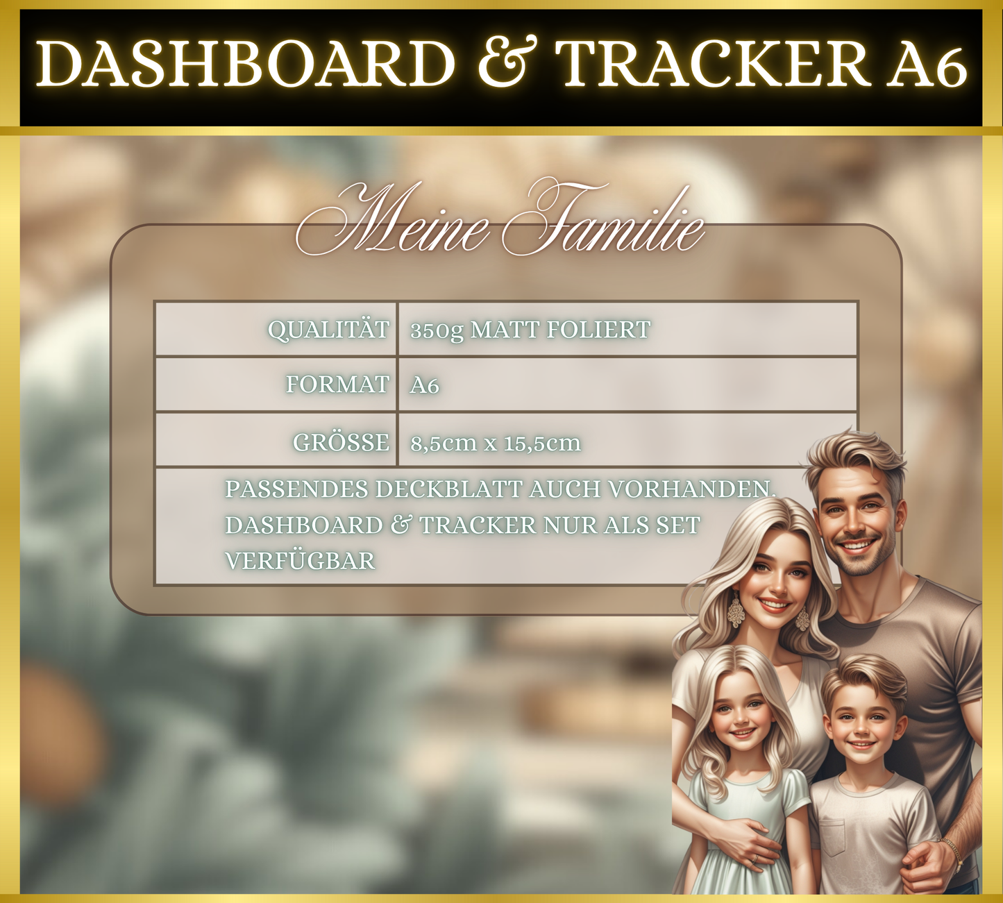 A6 Dashboard & Tracker MATT foliert - Meine Familie