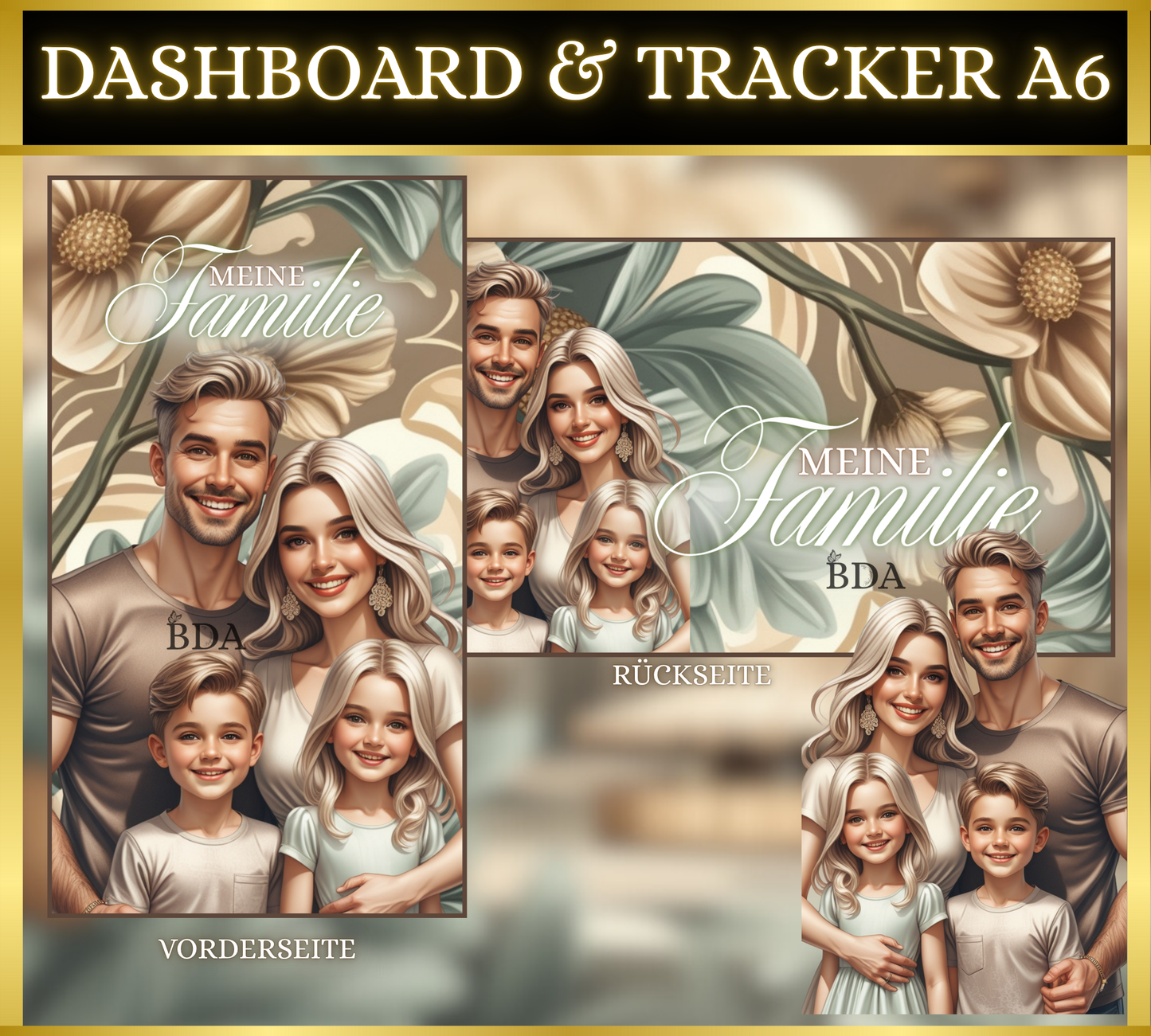 A6 Dashboard & Tracker MATT foliert - Meine Familie