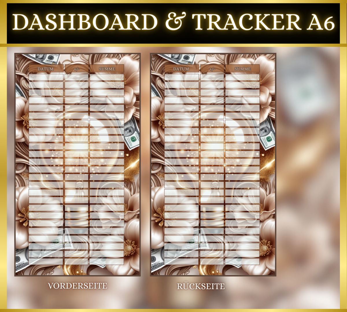 A6 Dashboard & Tracker MATT foliert - Nachzahlungen