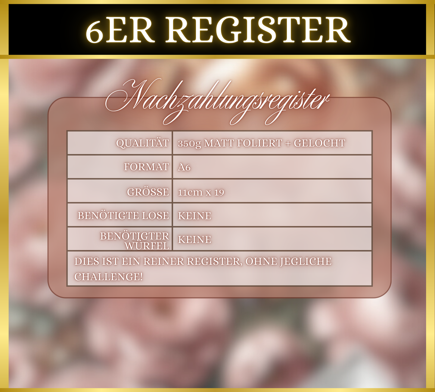Register "Zufallschallenges" Nachzahlungen