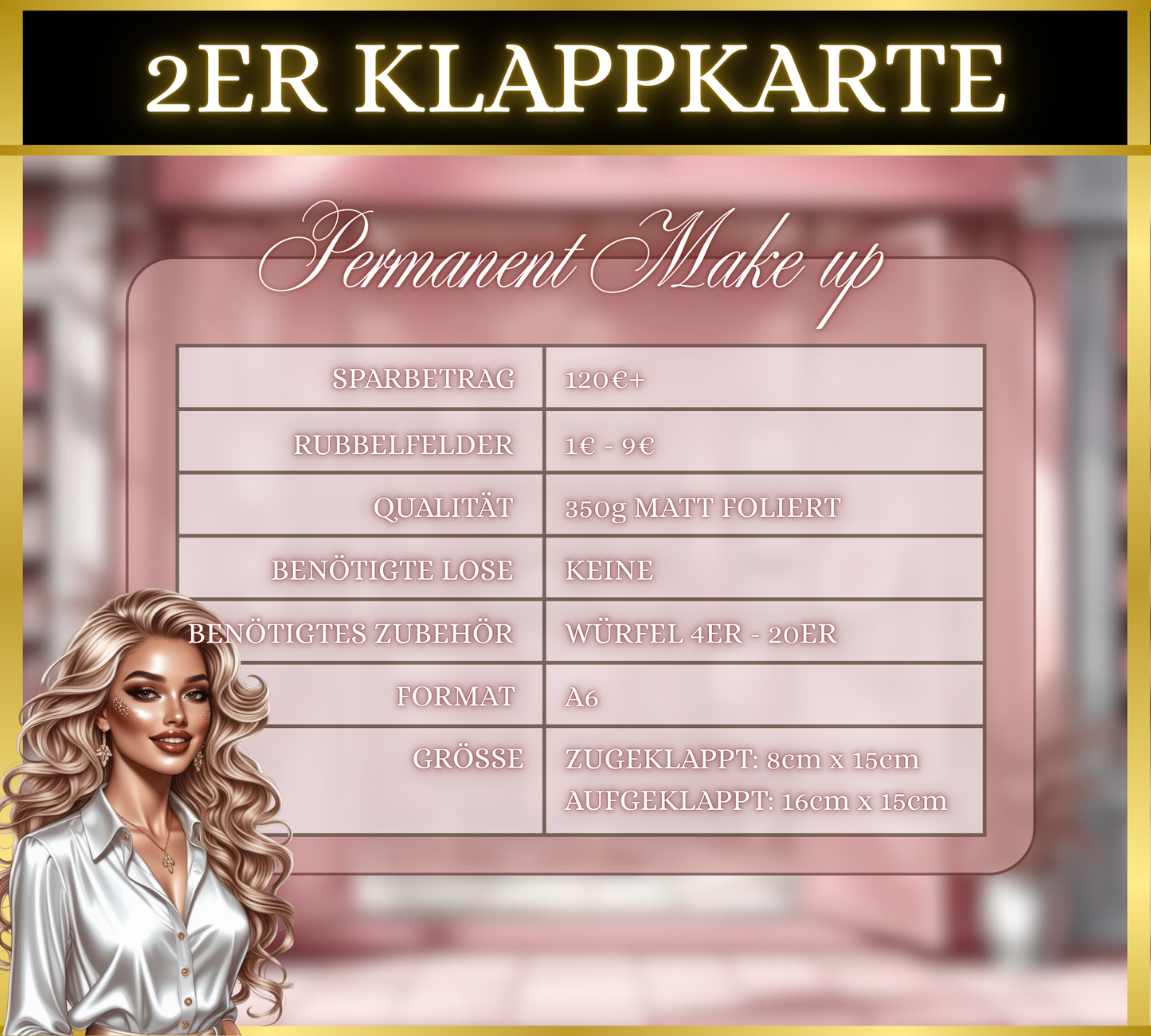 Permanent Make up - 2er Klappkarte (matt foliert)