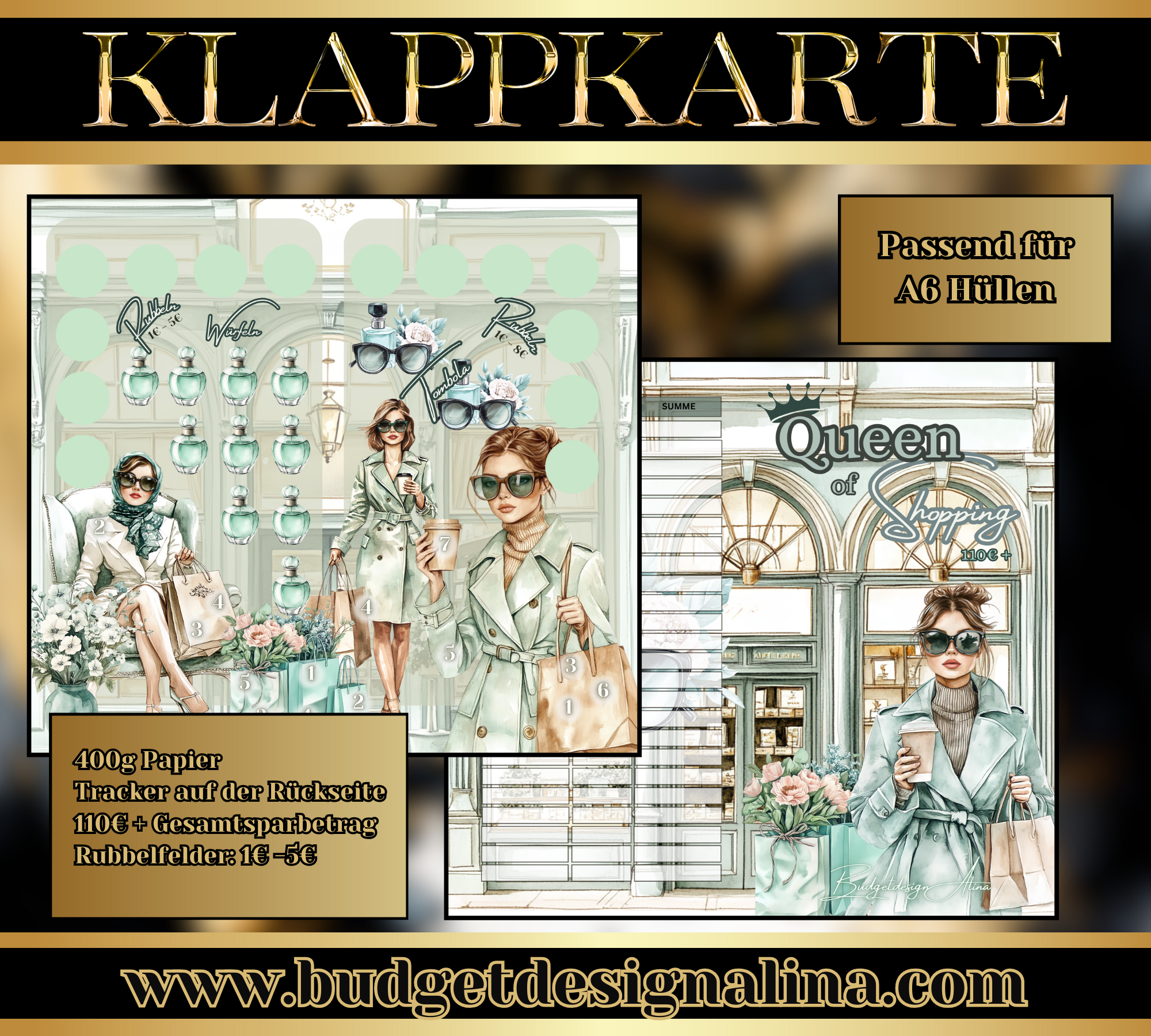 Queen of Shopping 2er Klappkarte