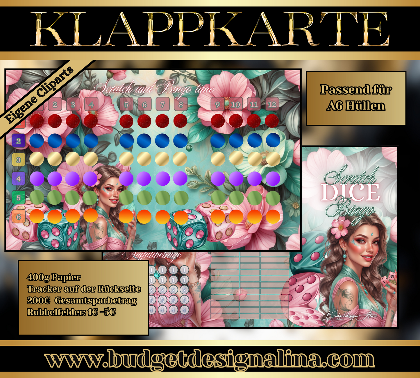 Scratch Dice Bingo 3er Klappkarte