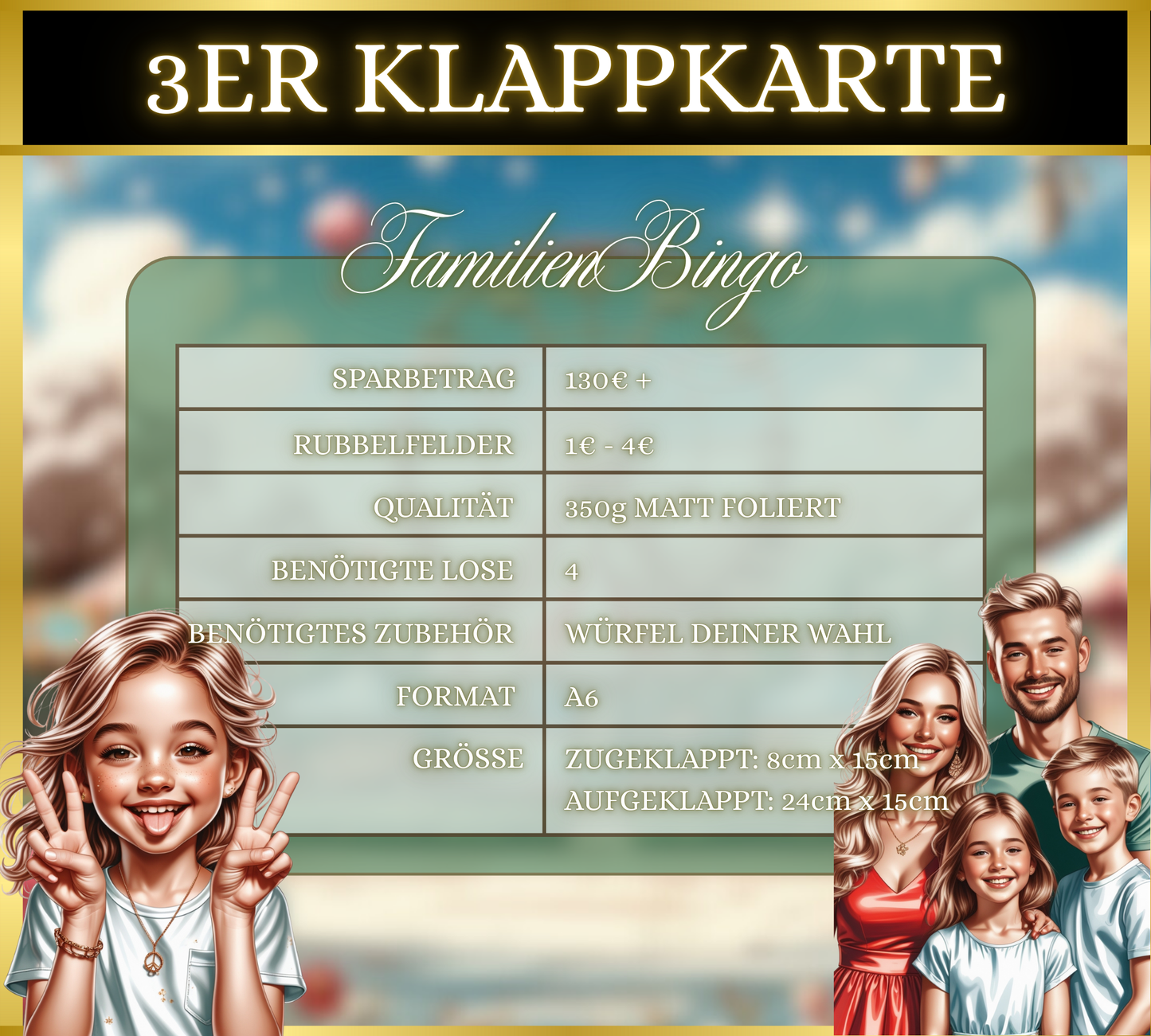Familien Bingo 3er Klappkarte