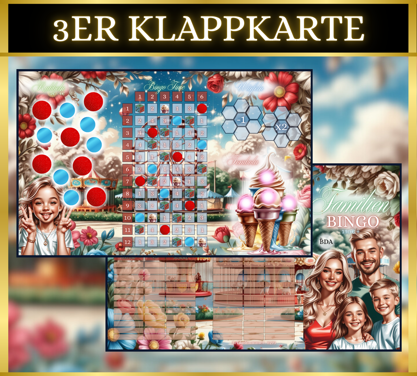 Familien Bingo 3er Klappkarte
