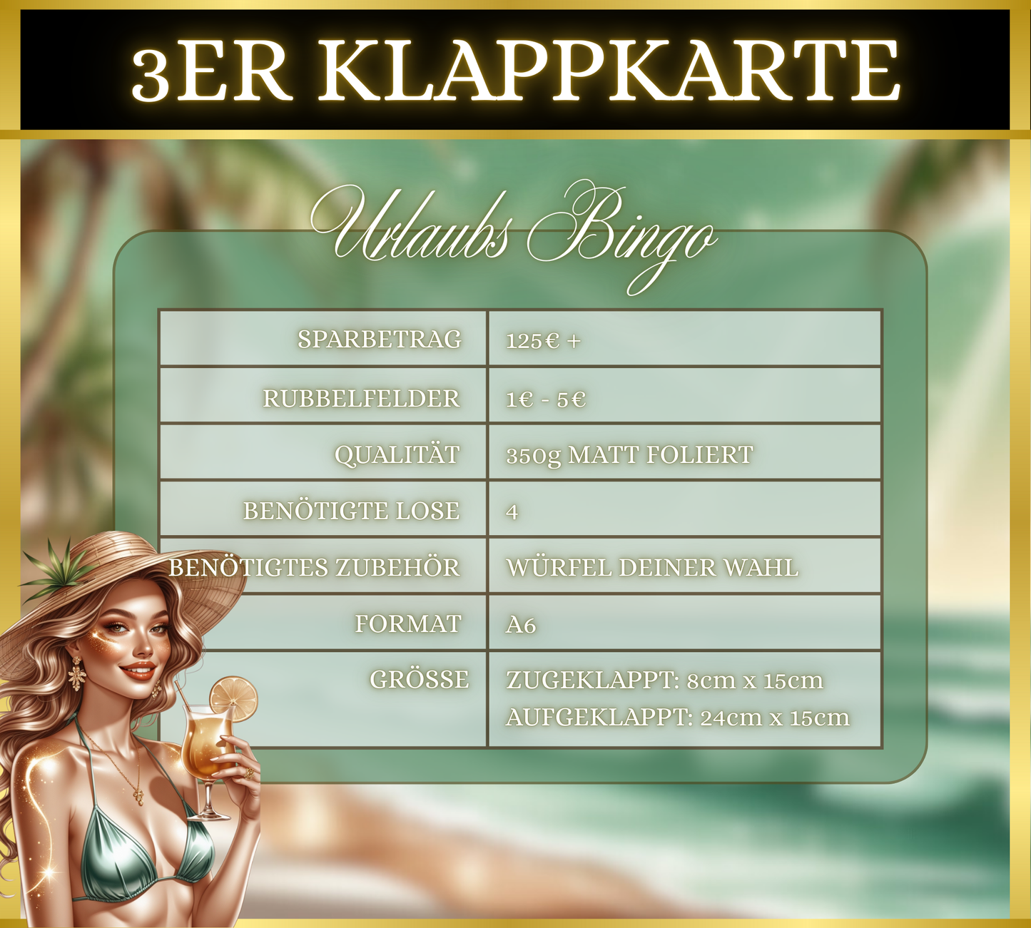 Urlaubs Bingo 3er Klappkarte