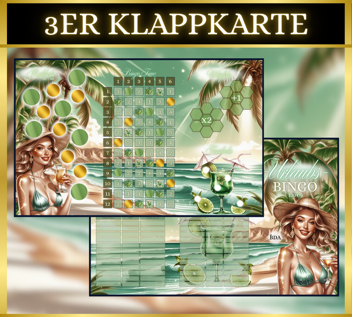 Urlaubs Bingo 3er Klappkarte