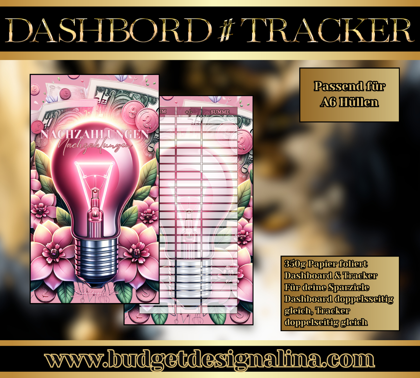 MATTE Dashboards & Tracker für deine Sparziele A6