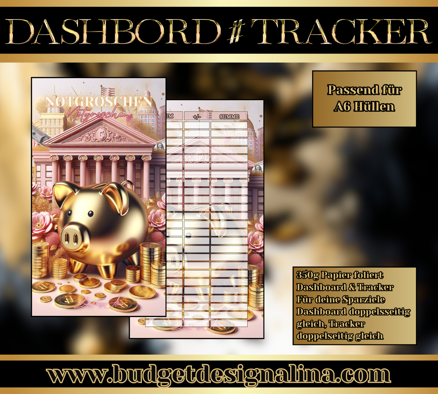 MATTE Dashboards & Tracker für deine Sparziele A6