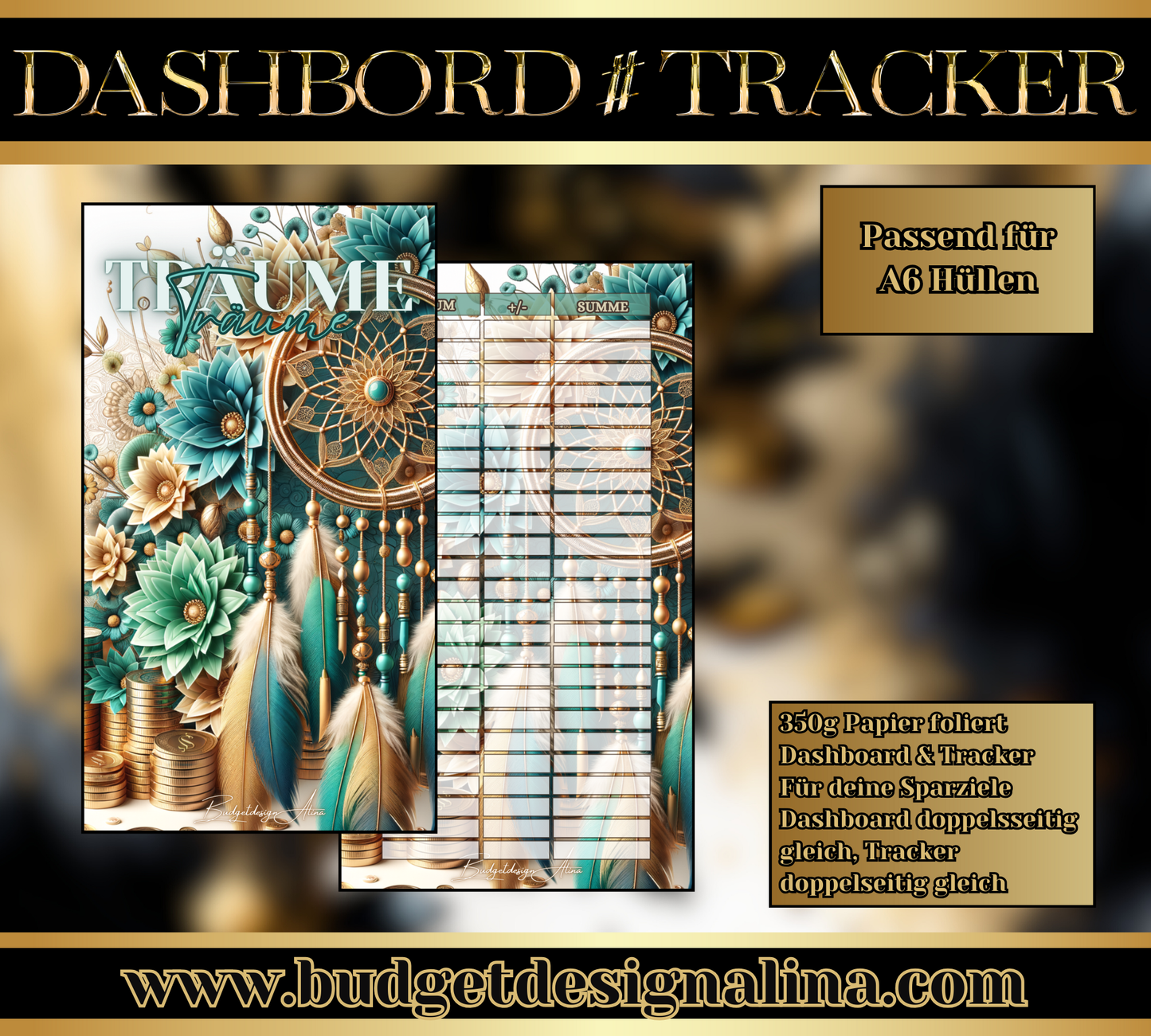 MATTE Dashboards & Tracker für deine Sparziele A6