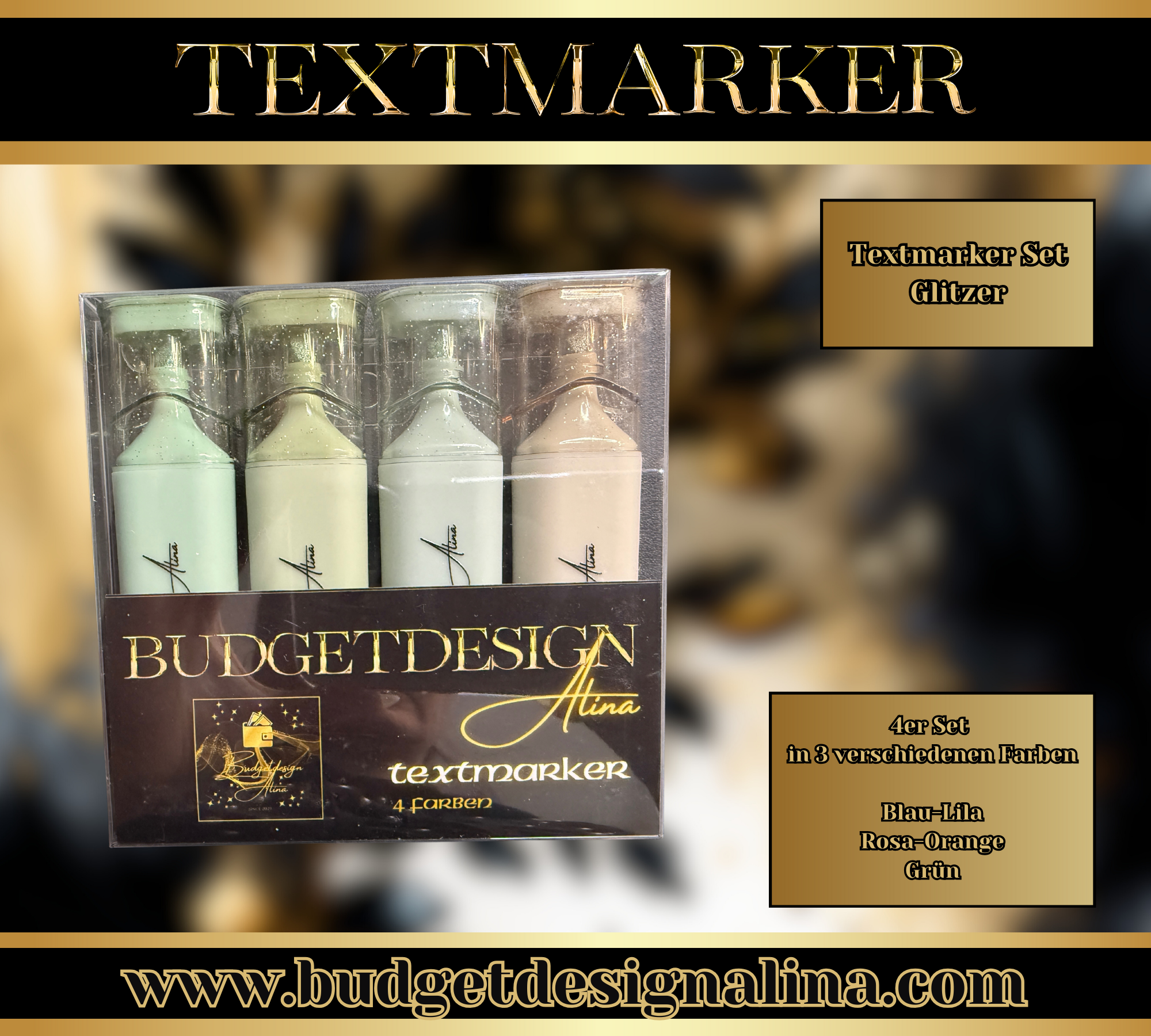 Glitzer Textmarker (4er Set)