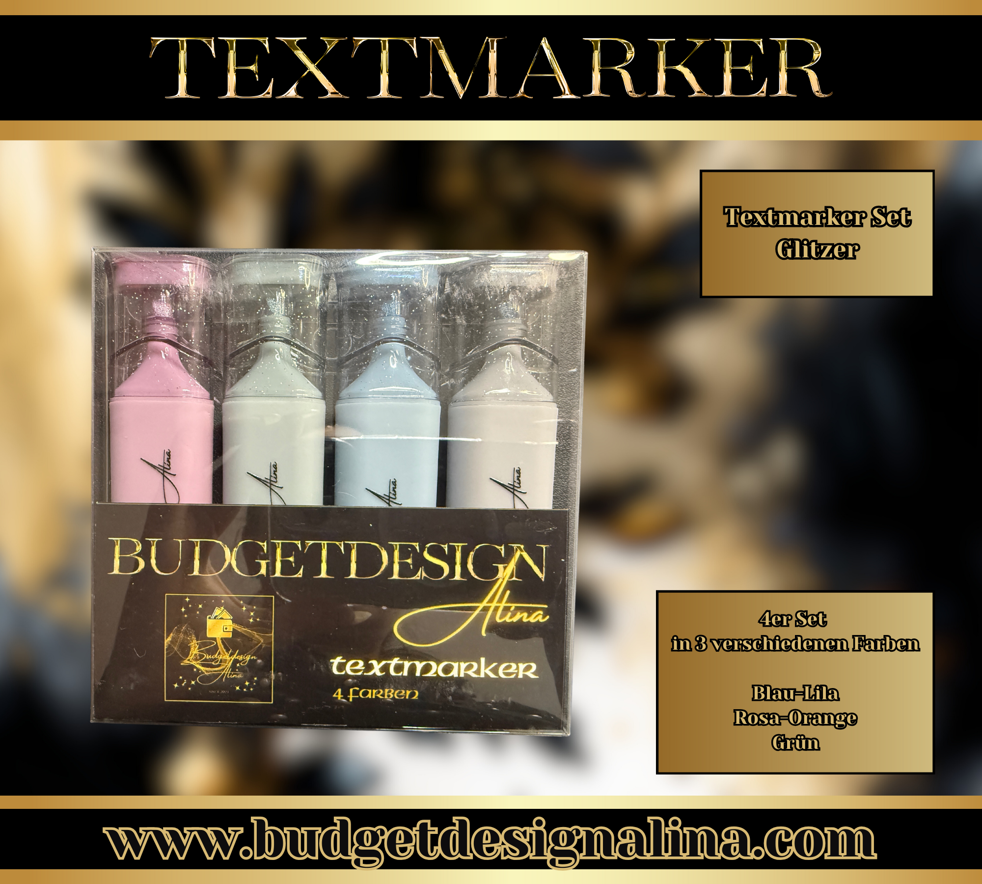 Glitzer Textmarker (4er Set)