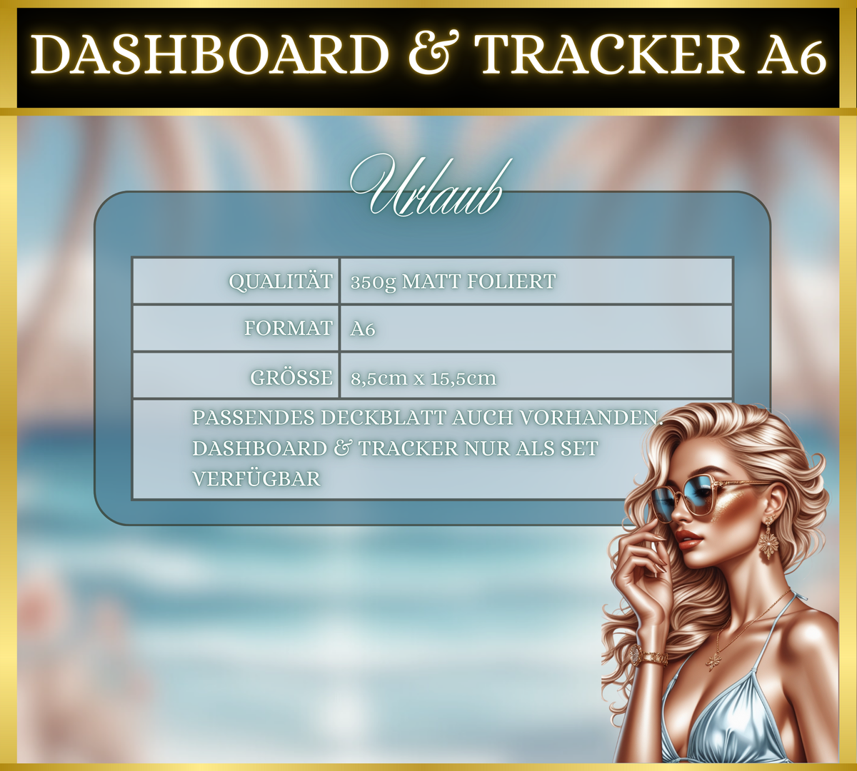 A6 Dashboard & Tracker MATT foliert - Urlaub