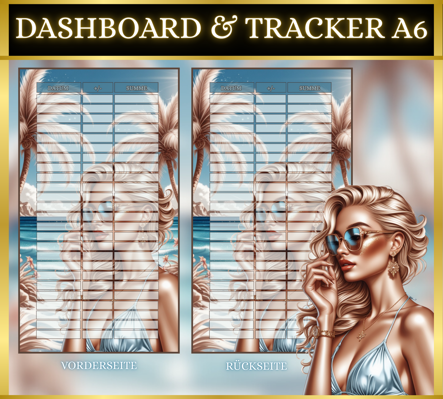 A6 Dashboard & Tracker MATT foliert - Urlaub
