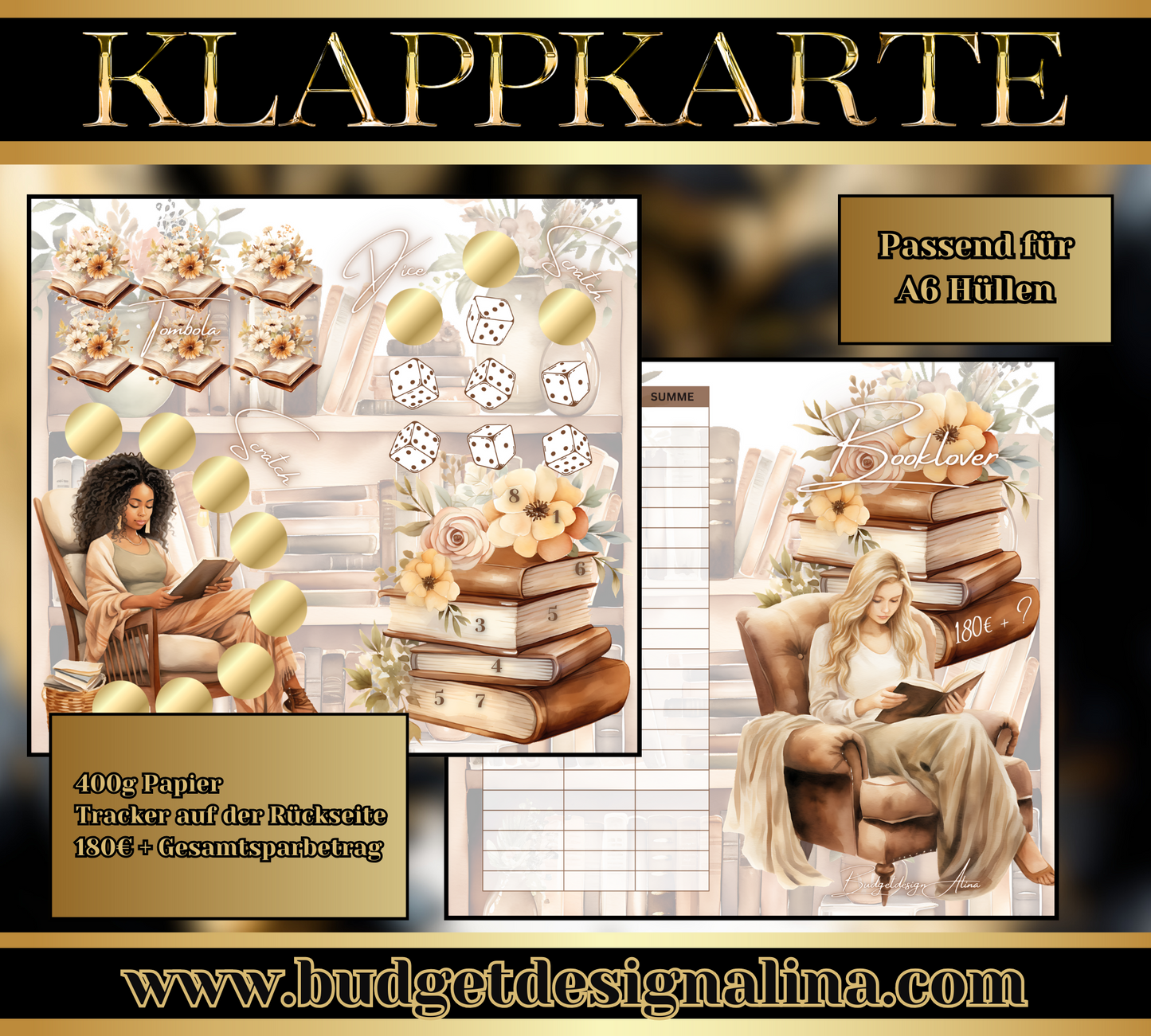 Book Lover 2er Klappkarte